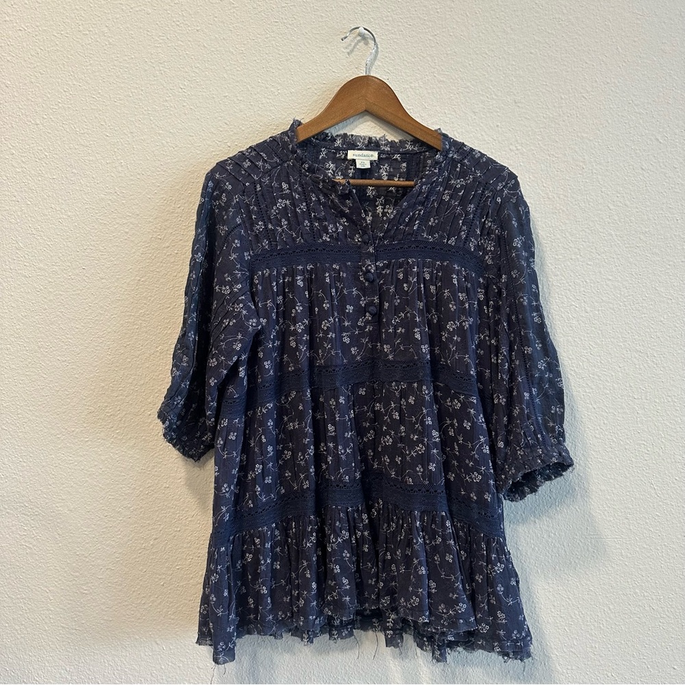 Sundance Boho Floral Gauzy Tunic Top 331